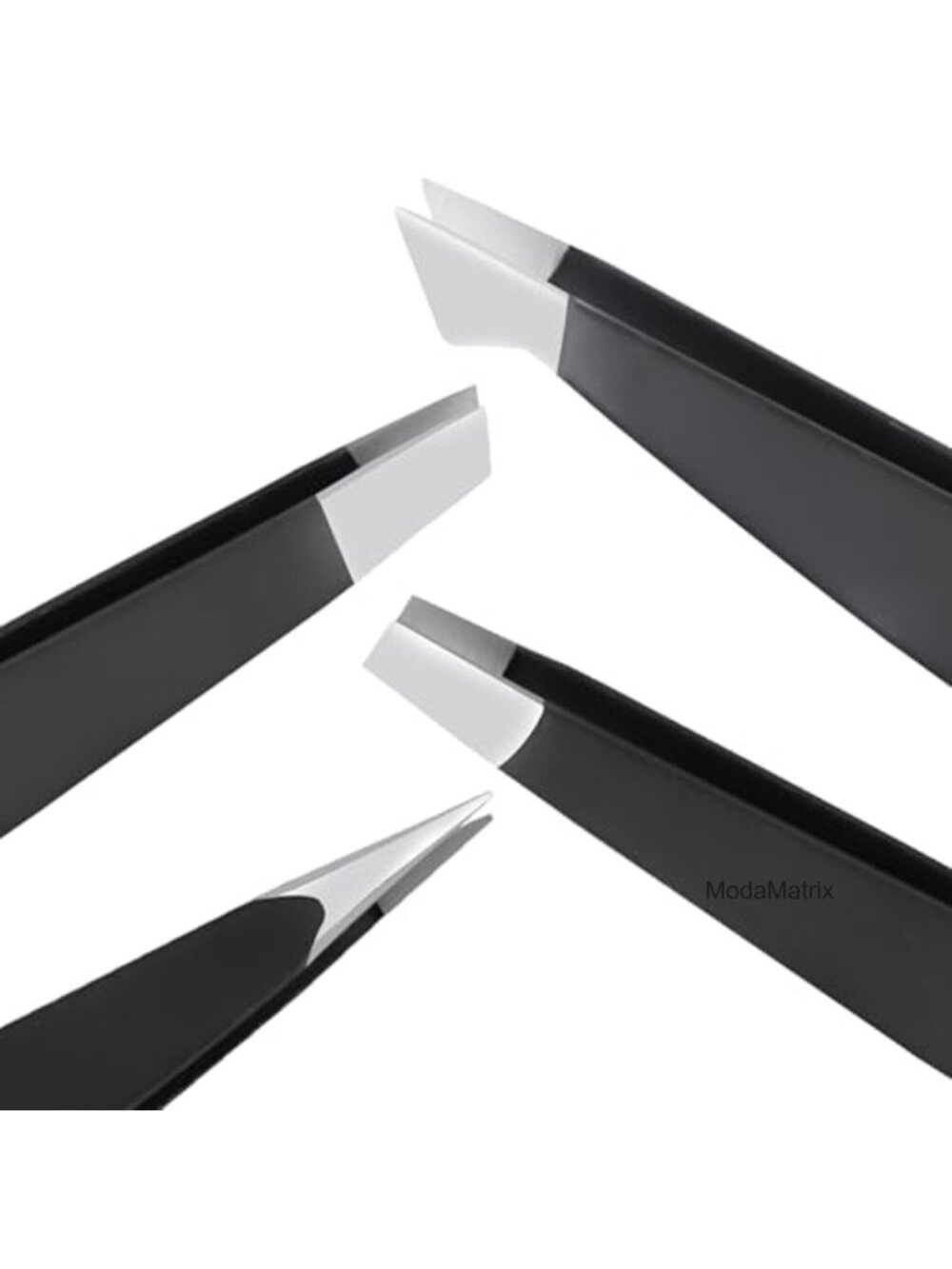 4-Pack Stainless Steel Eyebrow Tweezers Precision Set Slant Pointed Tips